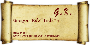 Gregor Kálmán névjegykártya